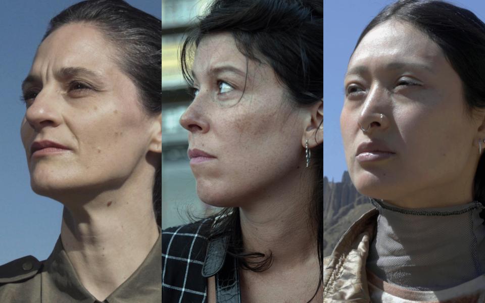 Triptych of portraits of Stéphanie Morin, Karin Enzler and Maque Pereyra 