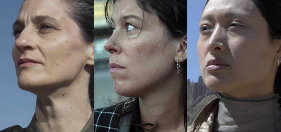 Triptych of portraits of Stéphanie Morin, Karin Enzler and Maque Pereyra